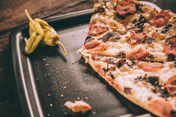istock Homemade Pizza Slices with ham and mushrooms 505373800