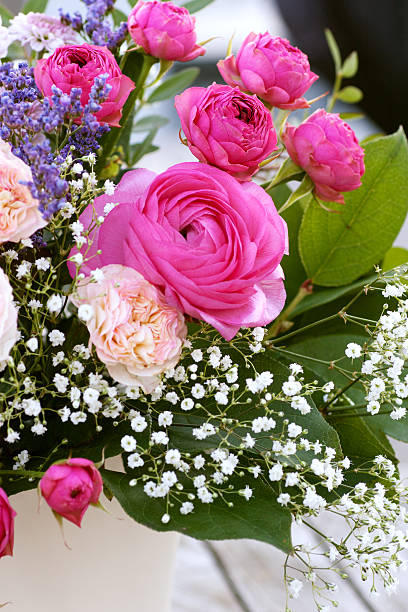 istock Romantic bouquet with pink roses 505375442