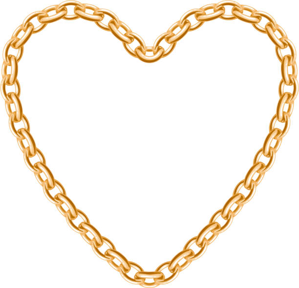 thik złoty łańcuch-serca ramki - necklace jewelry heart shape gold stock illustrations
