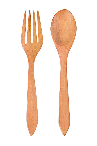 istock Wooden spoon and fork isolated on white. Clipping path. 505378038