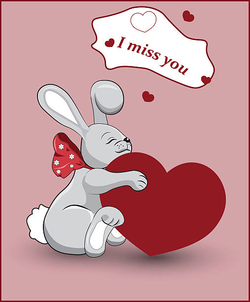 I Miss You Valentines Rabbit Stock Illustration - Download Image Now -  Rabbit - Animal, Miss You - Short Phrase, Valentine Card - iStock