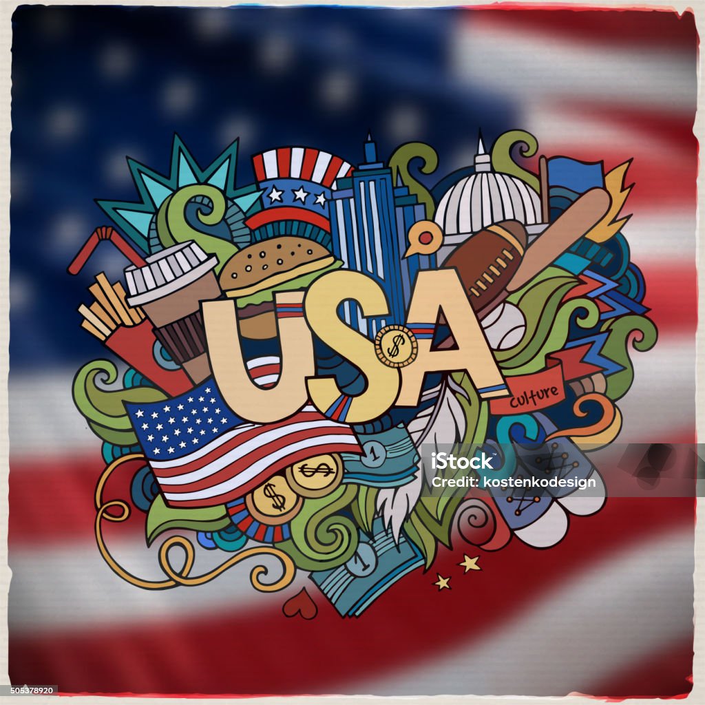 Usa Background Lettering Usa Hand Lettering And Doodles Elements Background Stock Illustration ...