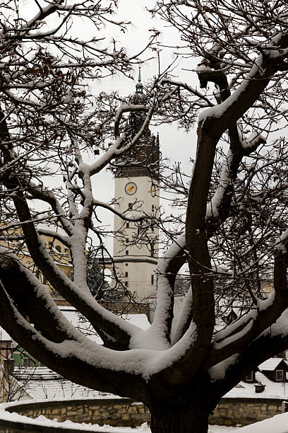 istock historic town in winter with snow 505379002