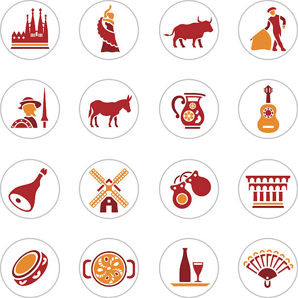 Spain Icons High Resolution JPG,CS6 AI and Illustrator EPS 10 included. Each element is named,grouped and layered separately. Very easy to edit. don quixote stock illustrations