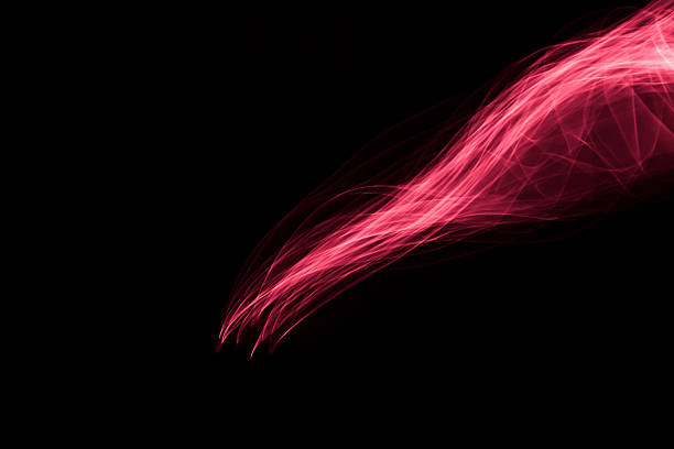 brillante abstracto curva rosa roja de luz y líneas - luces estroboscópicas fotografías e imágenes de stock