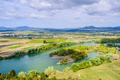 View of the Ebro River from a hill near Tivissa in Catalonia, Spain