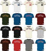 istock Collection of different colored baseball jersey options 505393481