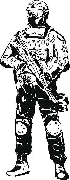 Vector illustration of Special forces soldier.