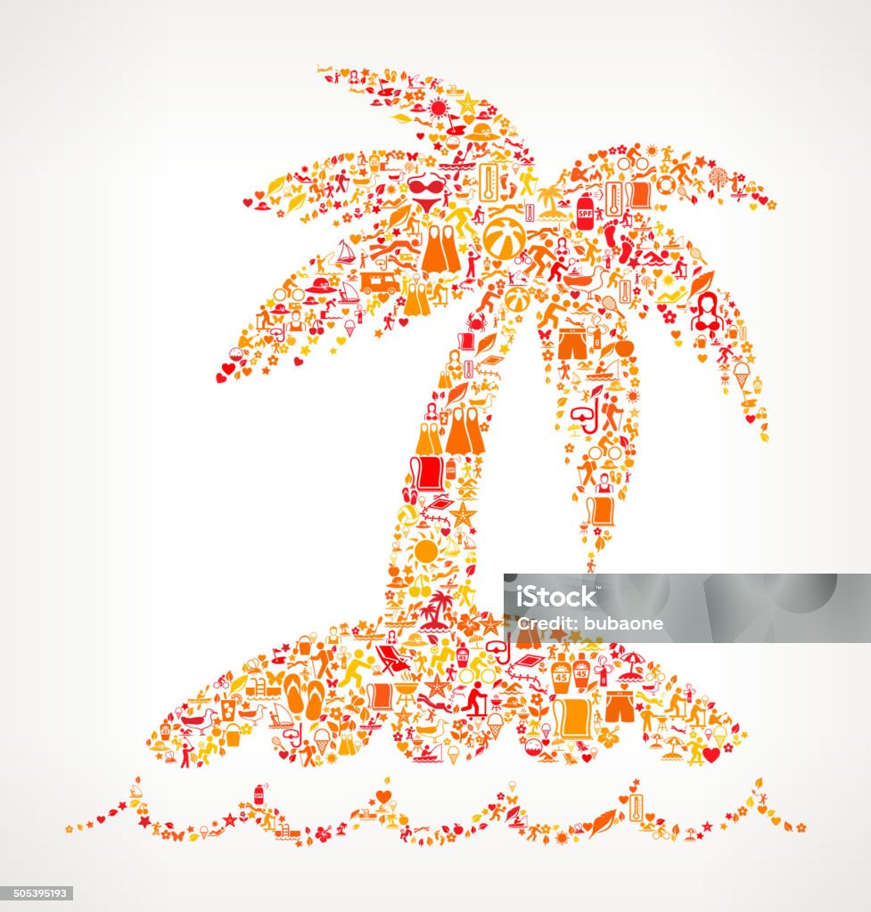Крохотные островные на летний роялти-фри векторных рисунком - Векторная графика Пляж роялти-фри