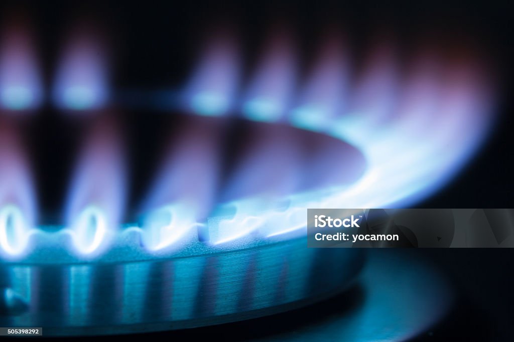 Quemador de Gas de llama. Máximo de llama - Foto de stock de Gas natural libre de derechos
