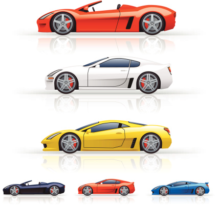 Generically modern super car icons.