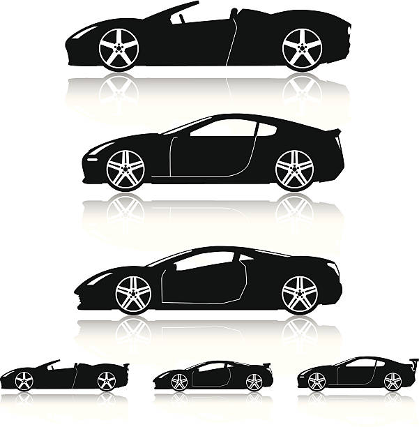 super autos silhouetten - supercar racecar collectors car domestic car stock-grafiken, -clipart, -cartoons und -symbole