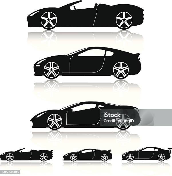 Super Cars Silhouettes Stock Illustration - Download Image Now - Car, In Silhouette, Sports Car