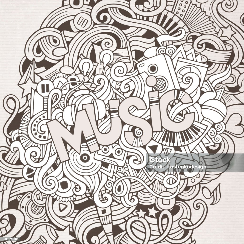 Music hand lettering and doodles elements background Music hand lettering and doodles elements background. Vector illustration Abstract stock vector