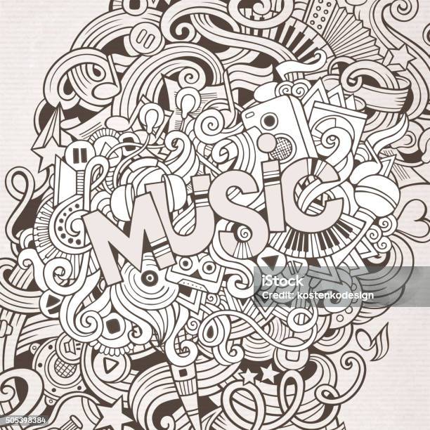 Music Hand Lettering And Doodles Elements Background Stock Illustration - Download Image Now