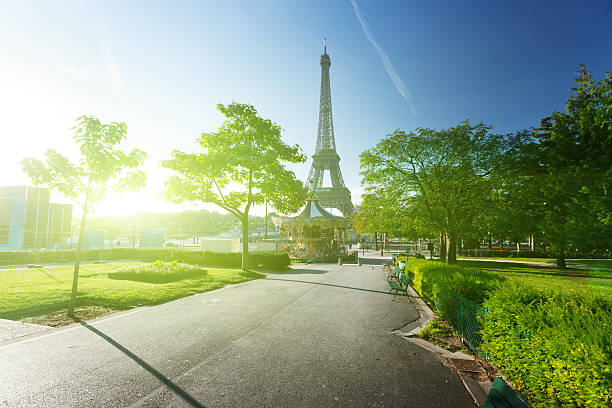istock sunny morning and Eiffel Tower, Paris, France 505398475