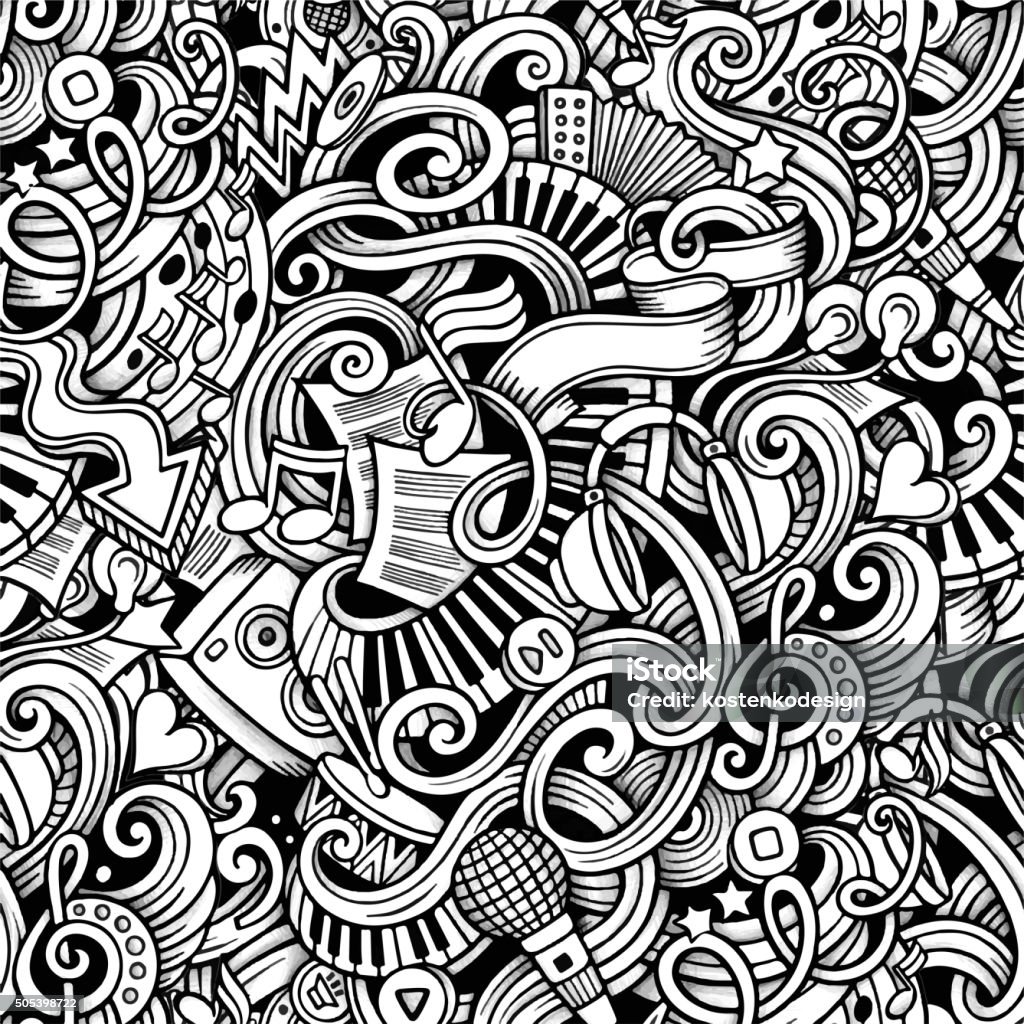 Cartoon Handdrawn Doodles On The Subject Of Music Style Theme Stock  Illustration - Download Image Now - iStock