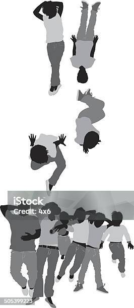 Вид Сверху Семьи Лежал На Полу — стоковая векторная графика и другие изображения на тему Верхний ракурс - Верхний ракурс, Детство, Ребёнок