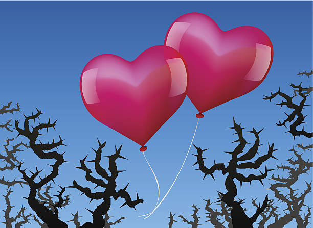 ilustrações, clipart, desenhos animados e ícones de balões amor perigo - thorn relationship difficulties heart shape love