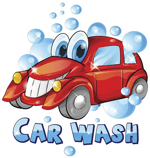 Vector illustration of car wash cartoon