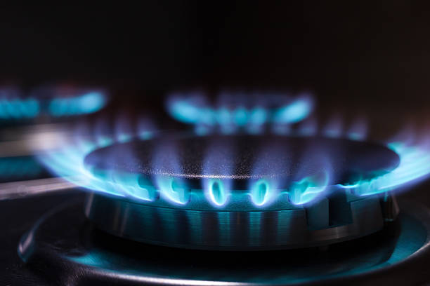 istock Gas burner flame at gas stove 505400668