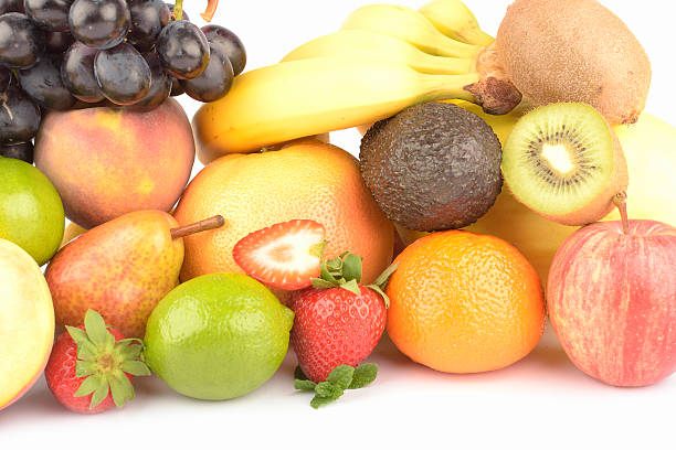 istock Assortment of exotic fruits isolated on white 505402098