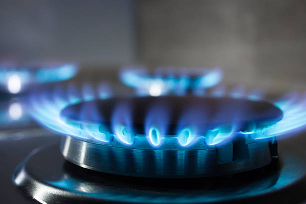 istock Gas burner flame at gas stove 505402182