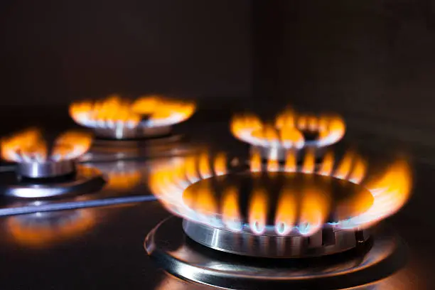 Gas burning in the burner of gas oven