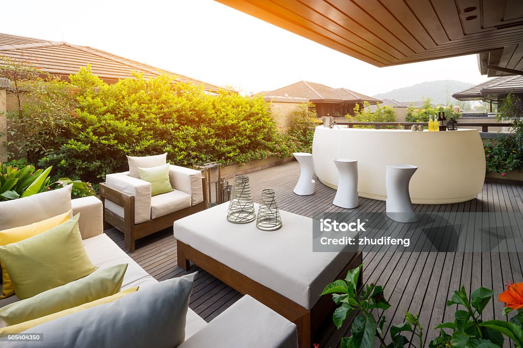 elegant furniture and design in modern patio design and furniture in modern patio Patio Stock Photo