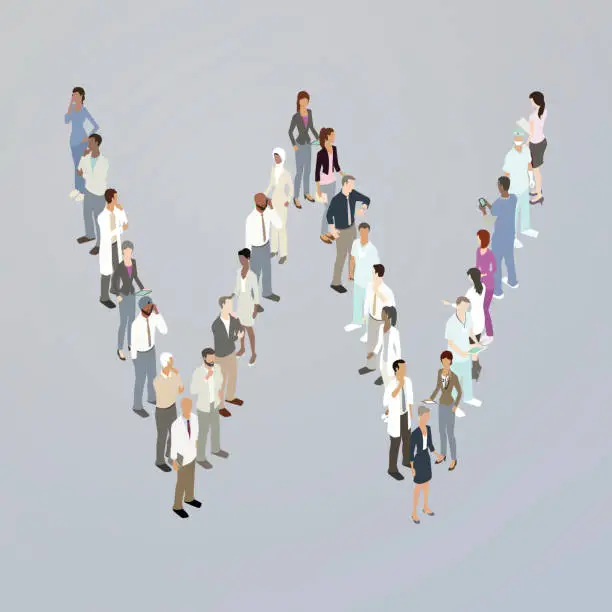 Vector illustration of Doctors forming a letter W