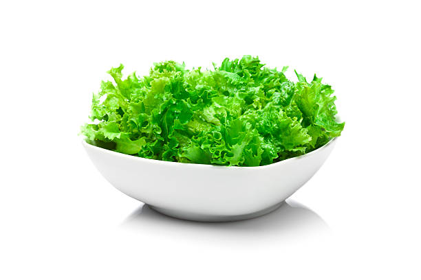 Organic lettuce bowl isolated on white background