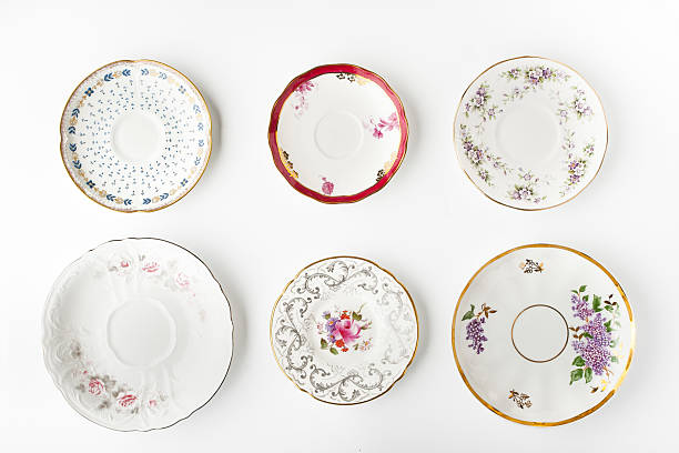 istock Set of vintage plates on the white background 505408272