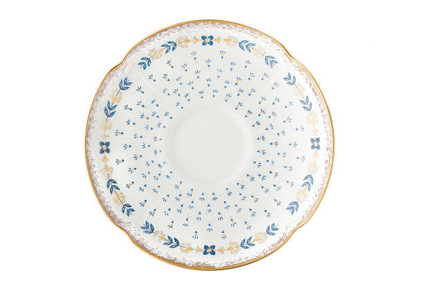 istock Old vintage porcelain plate on the white background 505408496