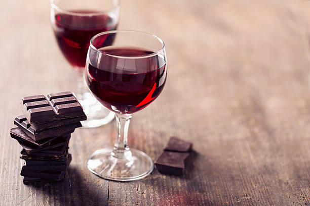 chocolate and red wine stock photo