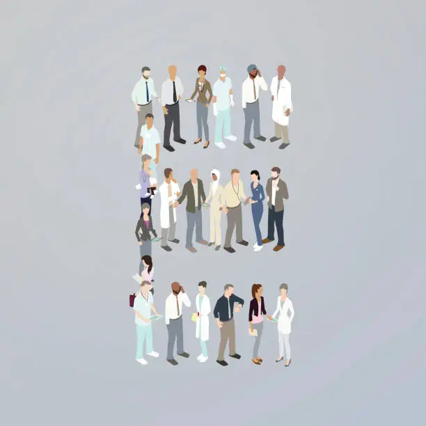 Vector illustration of Doctors forming a letter E