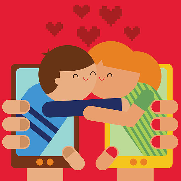 интернет знакомства - internet dating dating togetherness internet stock illustrations