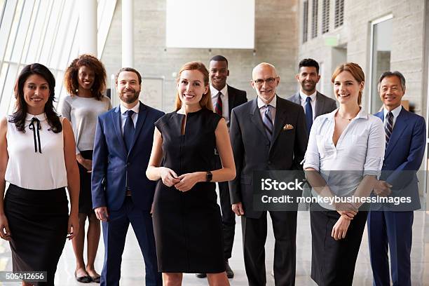 Portrait Of Multicultural Business Team In Office Stock Photo - Download Image Now - Group Of People, Multiracial Group, Business
