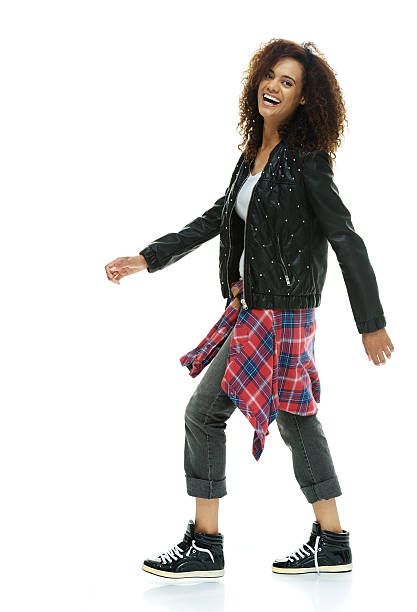 istock Smiling female punker walking 505413542