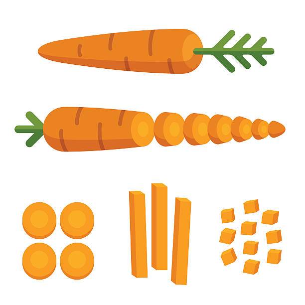 ilustraciones, imágenes clip art, dibujos animados e iconos de stock de zanahoria cortes medio - vegetable cutter