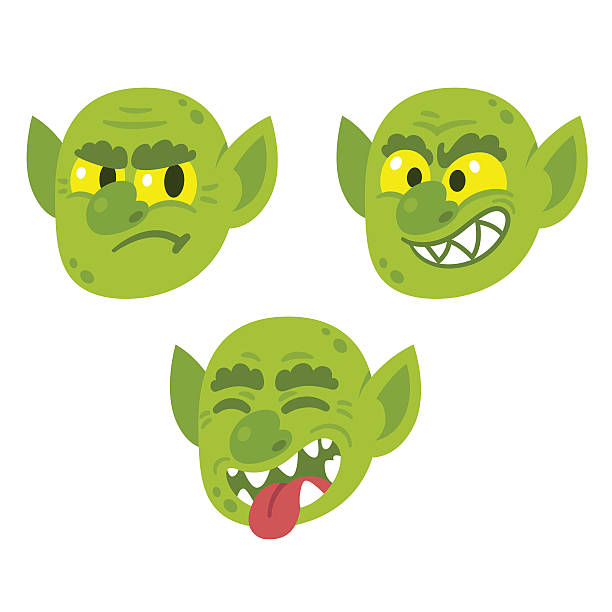 ilustrações, clipart, desenhos animados e ícones de engraçado dos rostos de goblin - gremlin