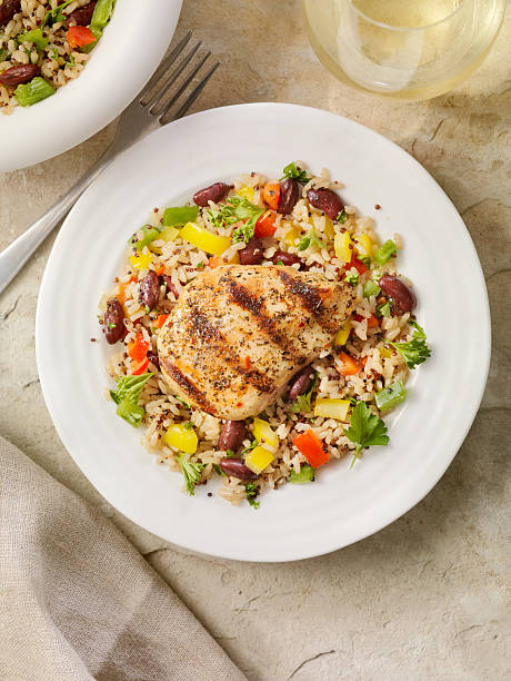 istock Grilled Chicken with Quinoa and Brown Rice Salad 505415002