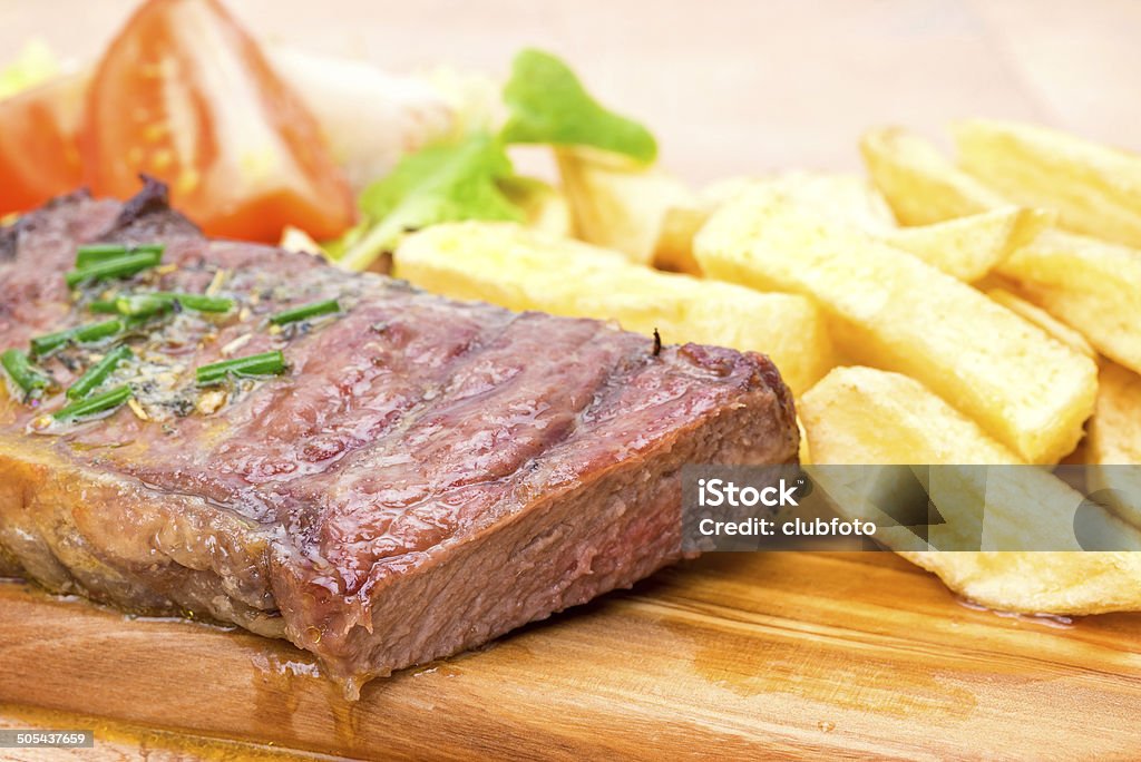 Grilled beef steak with fries Beef Stock Photo