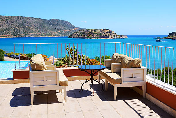 istock Sea view terrace at luxury hotel 505441633
