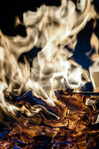 istock Close up of fire flames on burnt paper 505442043