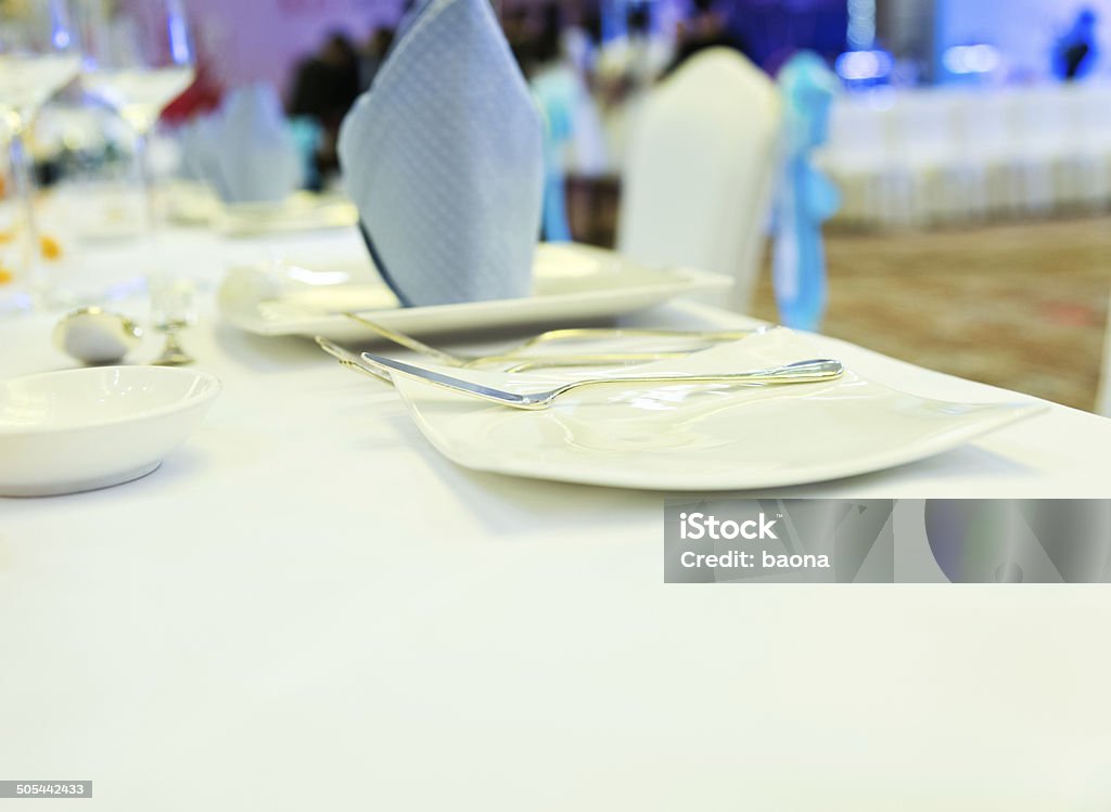 wedding reception Interior of a wedding reception table setting Arrangement Stock Photo