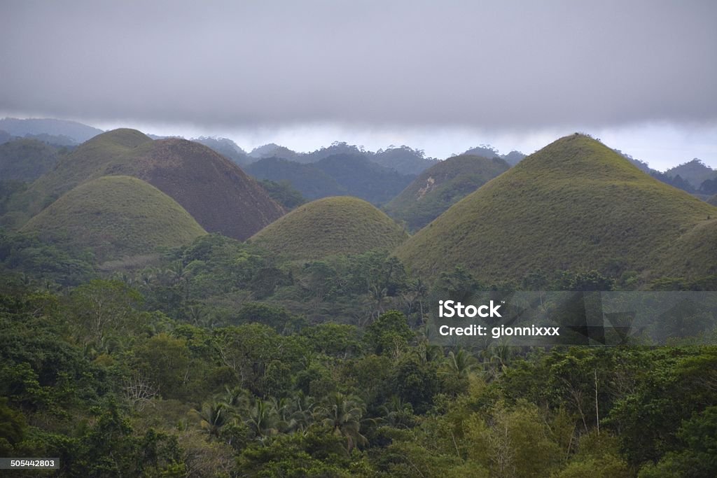 Chocolate Hills, Bohol Philippines The Chocolate Hills, a famous tourist attraction of Bohol island. It is a geological formation of at least 1,260 conical karst hills spreading in the middle of the island's territory. They are covered in grass that turns brown during the dry season, getting its name "chocolate". Awe Stock Photo