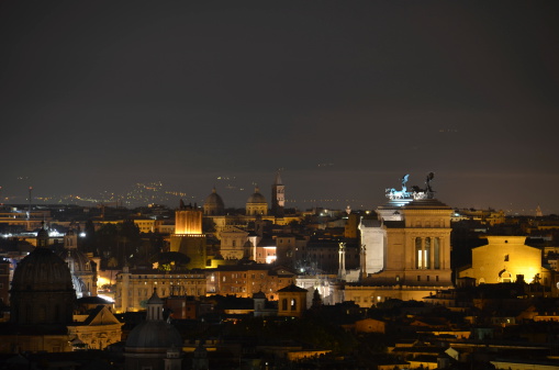 View over night rome with vitoriano monument