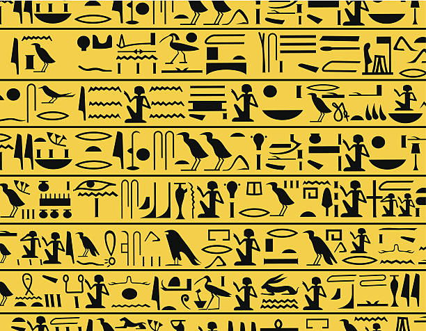 Hieroglyphs Hieroglyphs signs ancient egyptian art stock illustrations