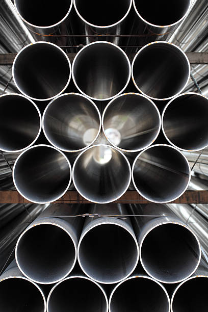 steel pipes stock photo