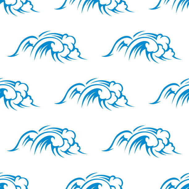 カーリング打ち寄せる波のシームレスなパターン - sea beach storm wave点のイラスト素材／クリップアート素材／マンガ素材／アイコン素材